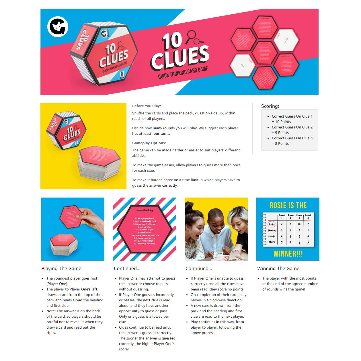 10 Clues Family Card Game