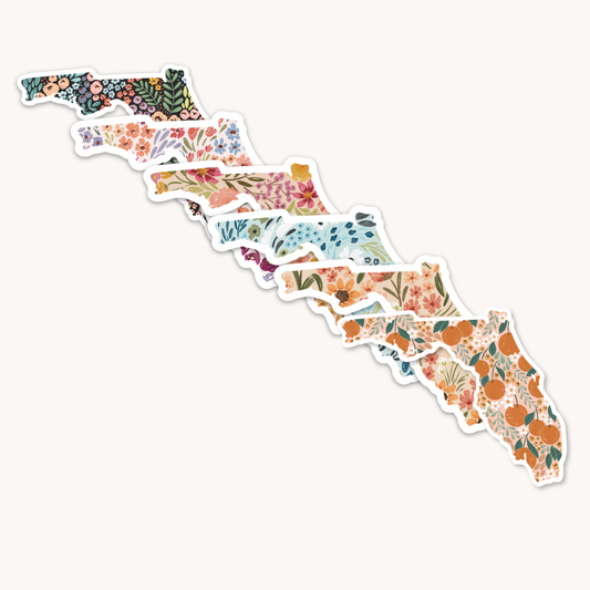 Florida Floral State Sticker 3x3in.