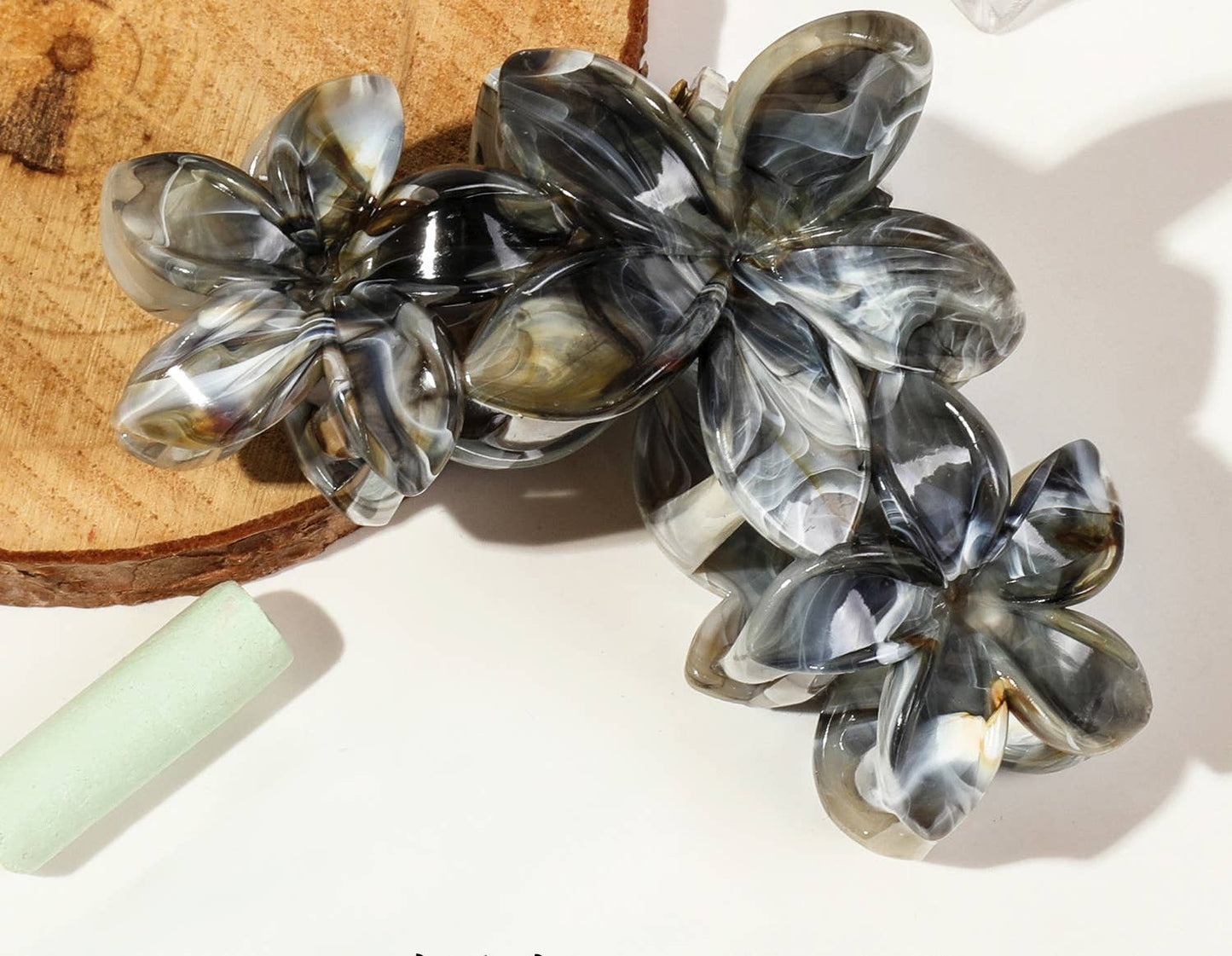 Women's Colorful Flat Round Flower Bow Hair Claw Clip