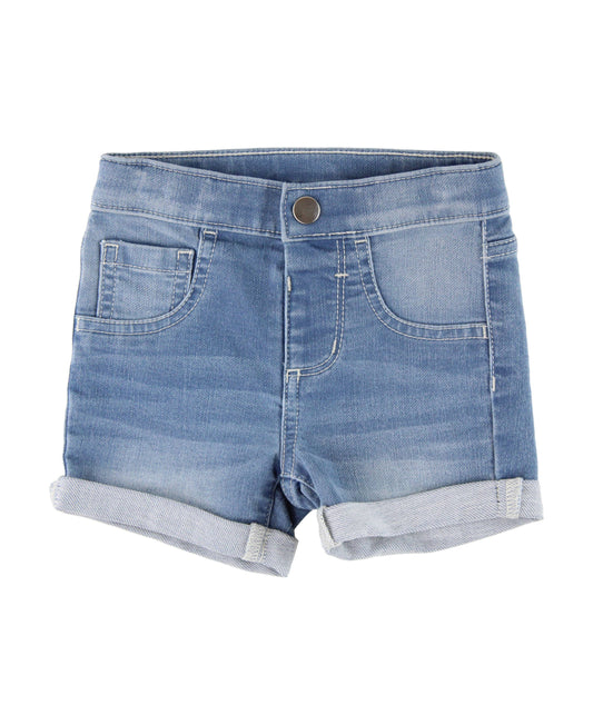 Girls Light Wash Denim Stretch Shorts