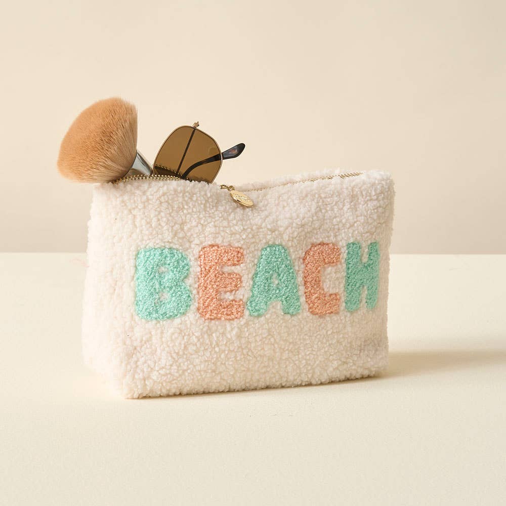 Cream Teddy Pouch - Beach