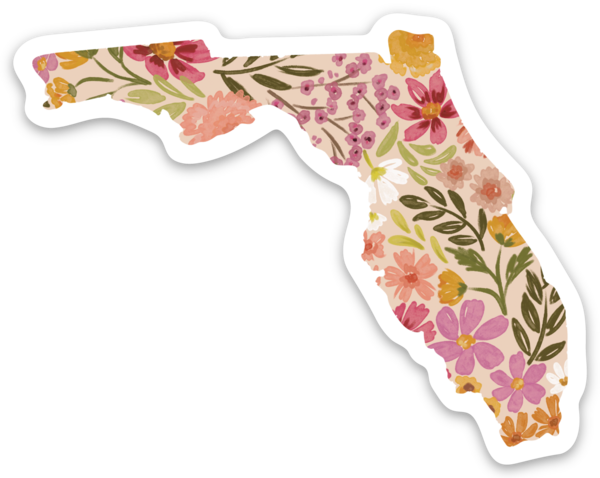 Florida Floral State Sticker 3x3in.