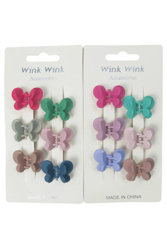 Mini Matte Butterfly Clip Hair Claw 6 pcs/pack