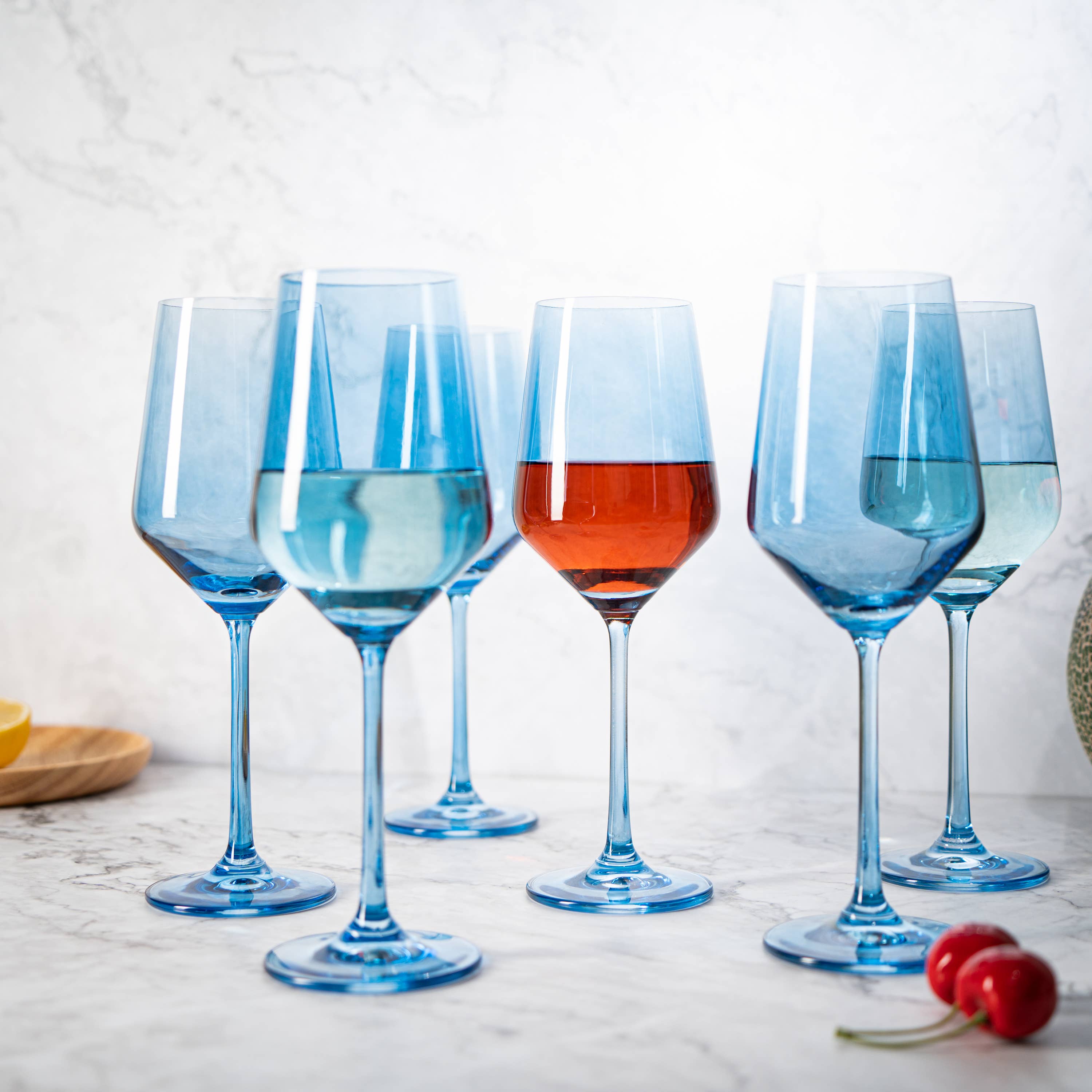 Blue Wine Glasses Set of 6 - Thumbnail 3