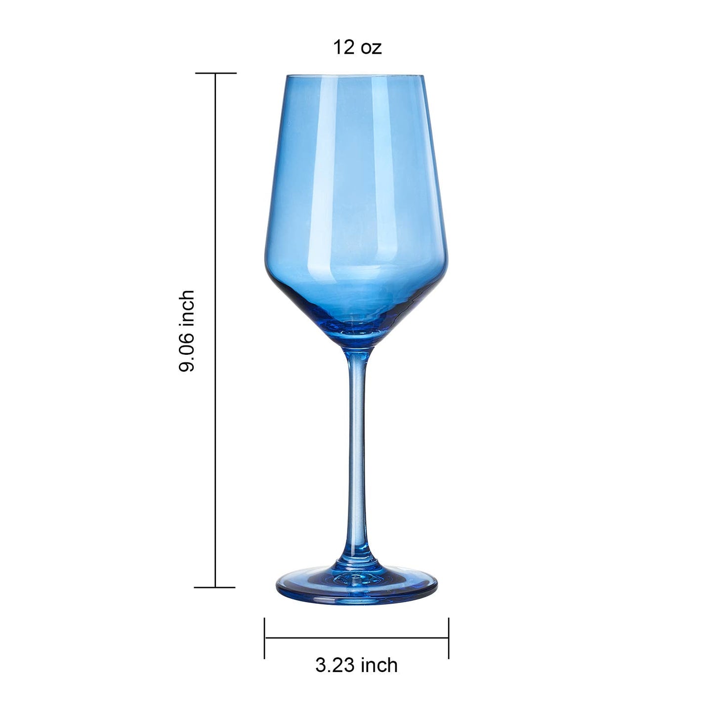 Blue Wine Glasses Set of 6 - 12 oz Cobalt Blue Glassware