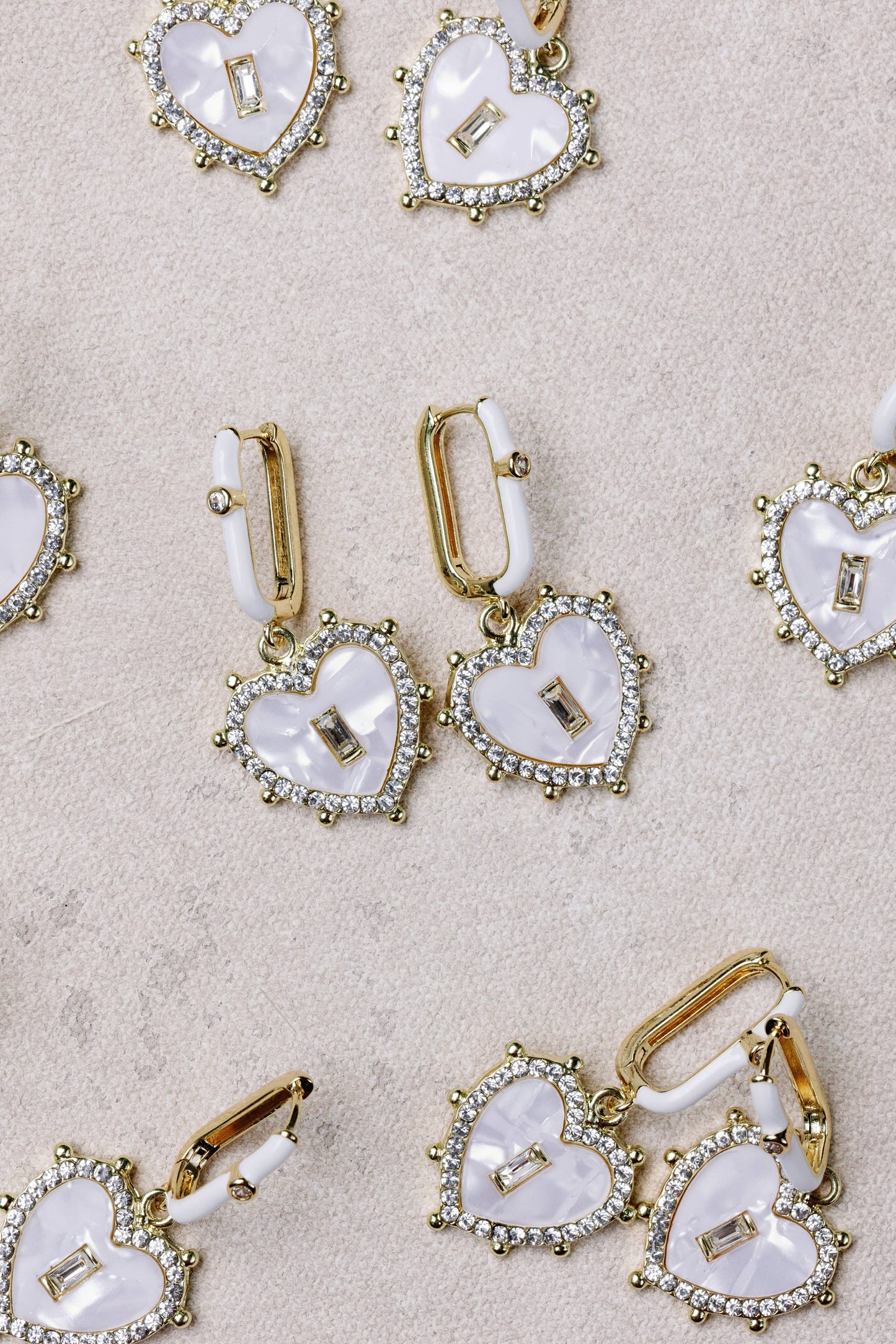 Diamond Capri Heart Drop Charm Earrings