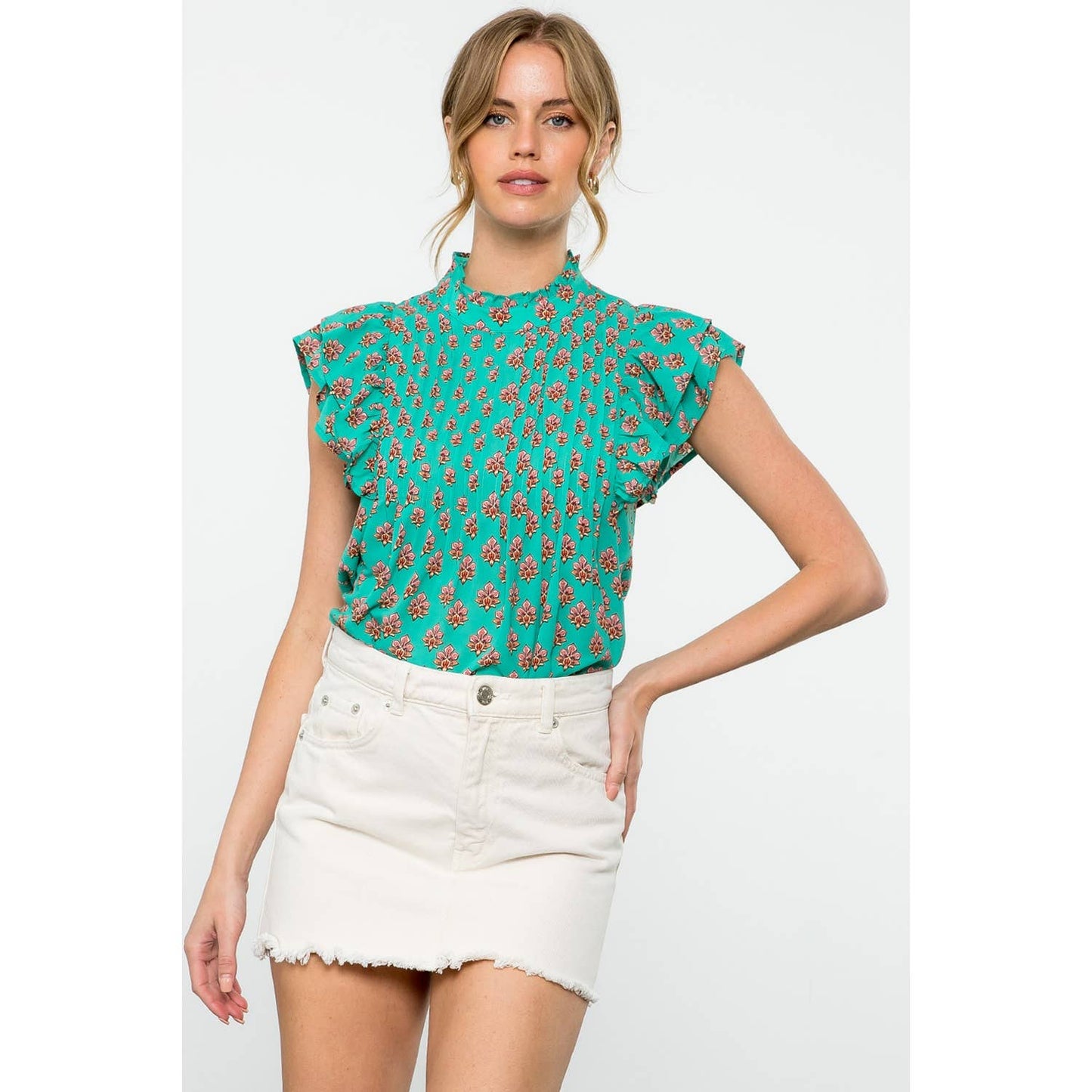 Flutter Sleeve Print Top