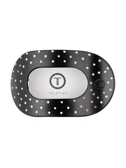 Black Polka Dot Party Large Flat Round Hair Clip