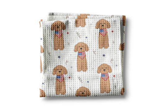 Dog Pet July 4 Patriotic Red White Blue Flag Kitchen Towel