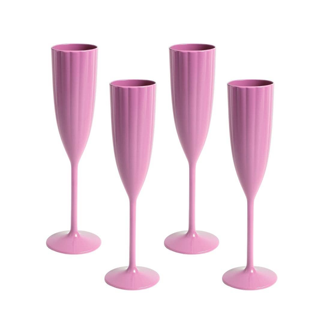 Garden Party Scalloped Acrylic Champagne Flutes, Pink (Set of 4) – SumnerEdit