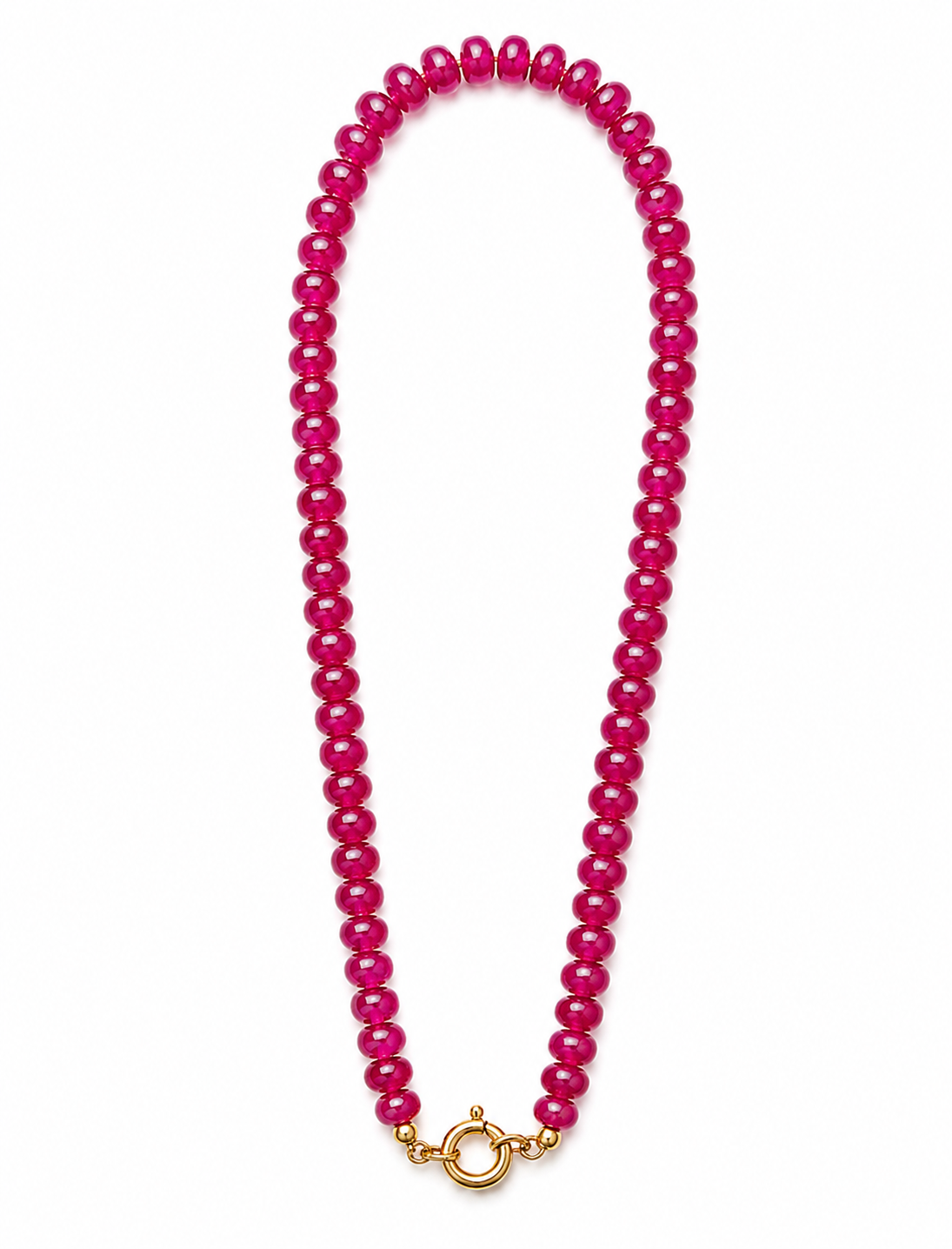 Fushia Sailor Clasp Glass Beaded Necklace