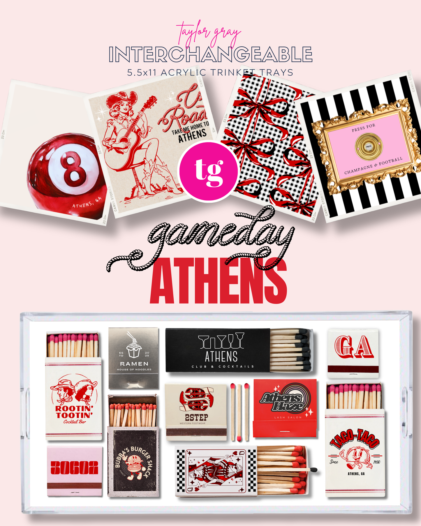 5.5x11 GAMEDAY ATHENS trinket tray insert set of 5