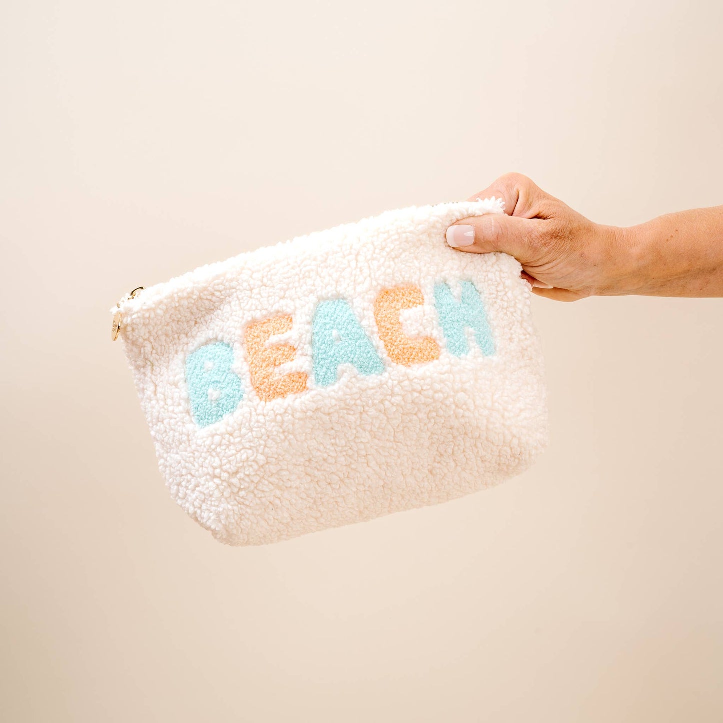 Cream Teddy Pouch - Beach