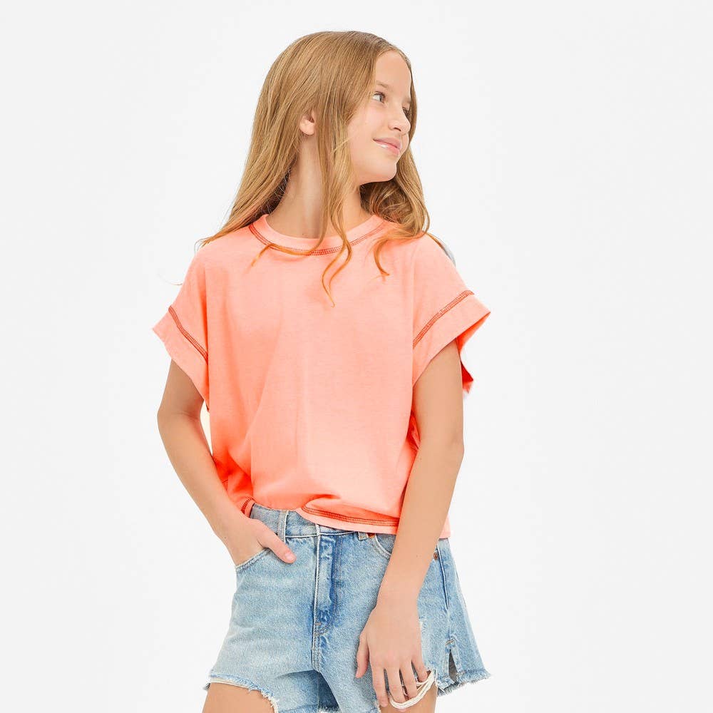 Pink Overlap Open Back Reverse Stitched Top