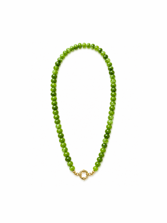 Green Sailor Clasp Glass Beaded Necklace
