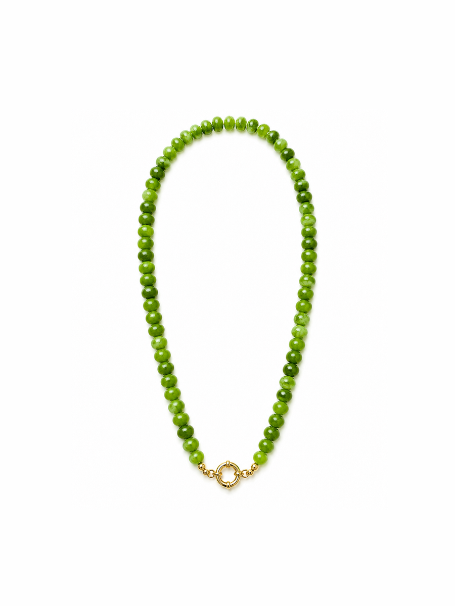 Green Sailor Clasp Glass Beaded Necklace