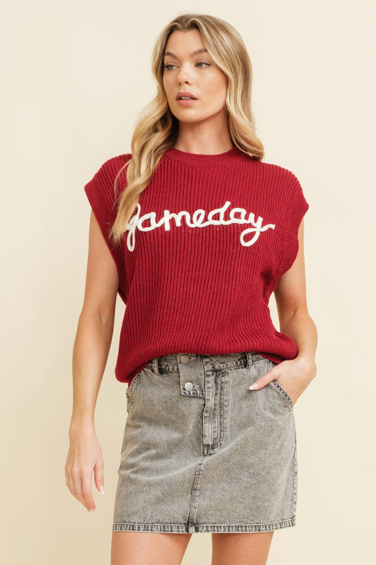 GAMEDAY Embroidered Sleeveless Sweater Vest | Shop Now