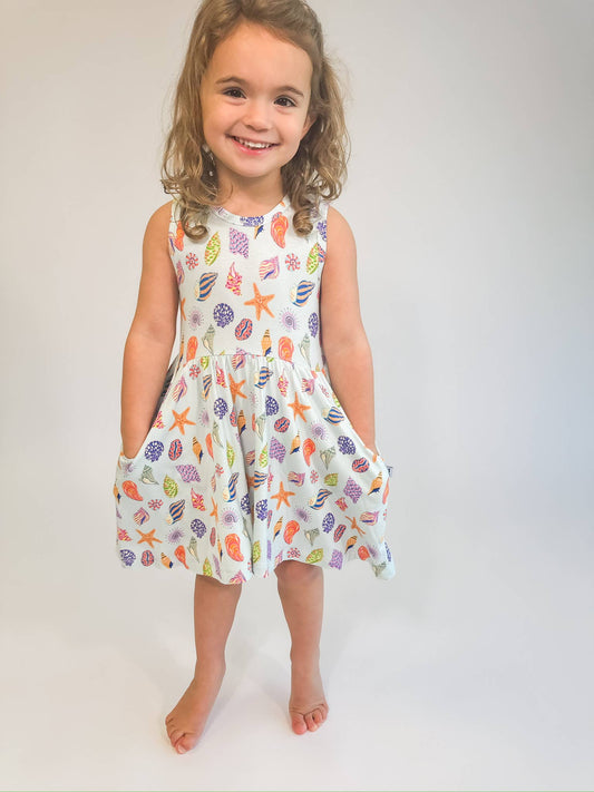 Beach Seashells  - Sleeveless Pocket Dress