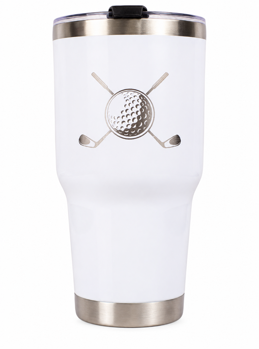 Golf Etched Tumbler White/Silver 30oz