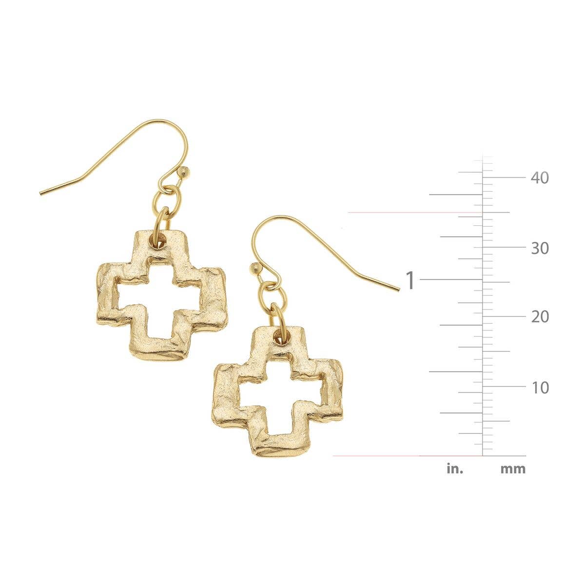 Gold Open Cross Earrings