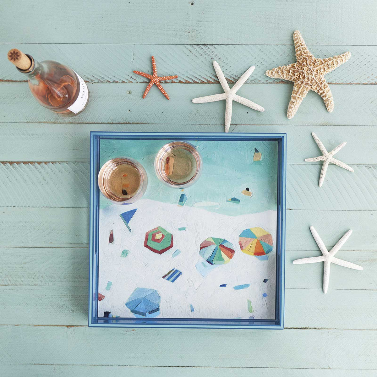 Beach Vista  Square Lacquer Serving Tray