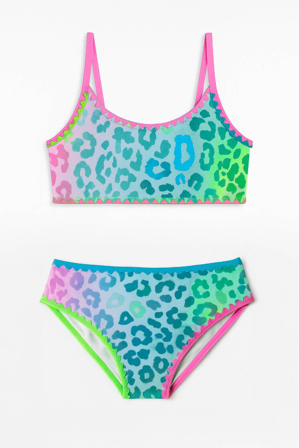 Dalia Leopard Print Bikini with Embroidered Trim