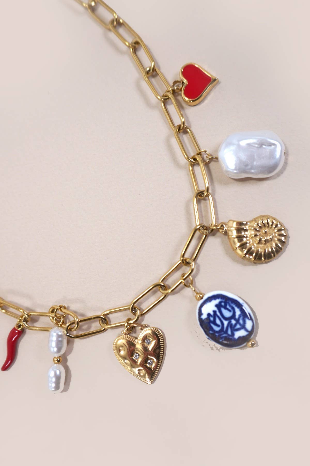 STAINLESS STEEL TARNISH FREE CHARM NECKLACE