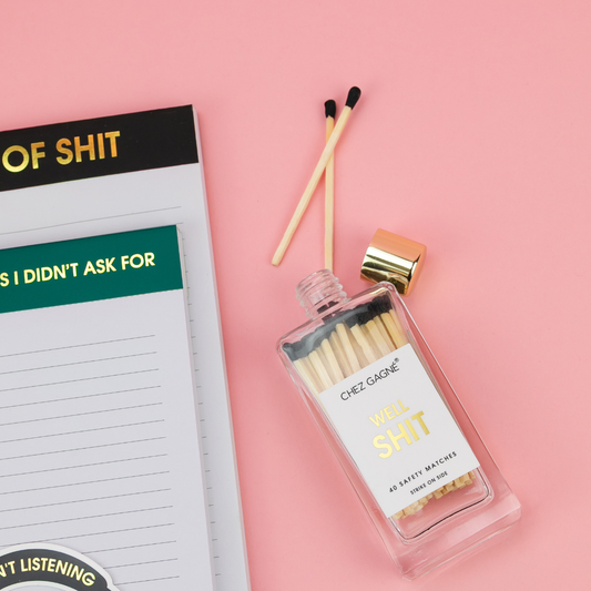 Well, Shit - Glass Bottle Matches, Black Tips, Funny Gift