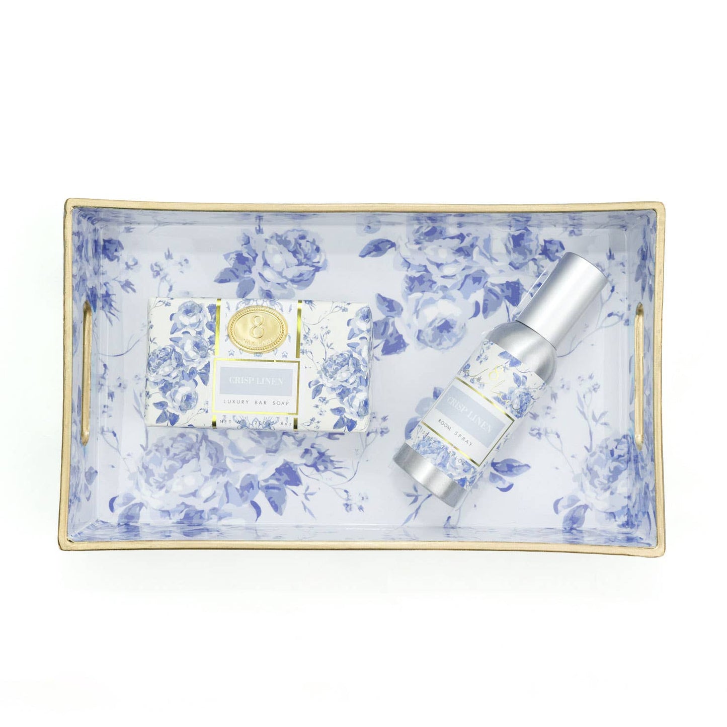 Blue Floral Resin Vanity Tray, 11.25-Inch
