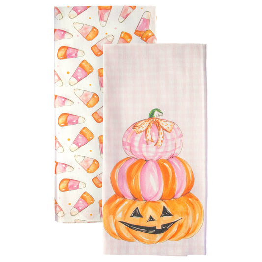 Pink Candy Corn Cotton Tea Towels
