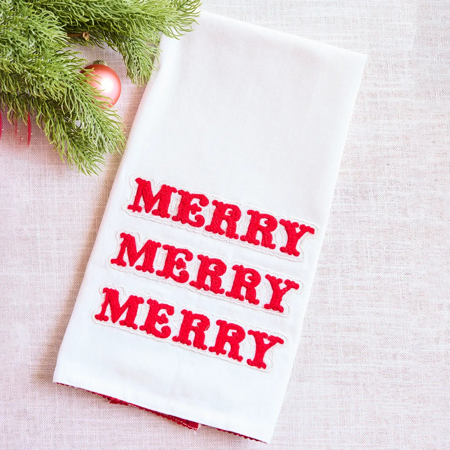 Merry Marchers Embroidered Tea Towel