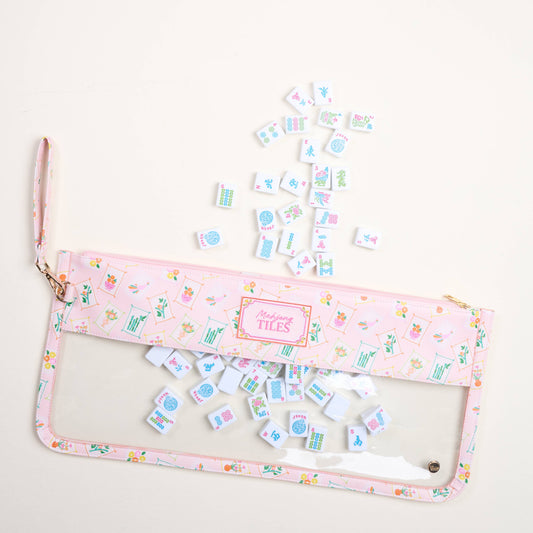 Mahjong Tile Keeper Pouch–It's Mahj Time Pink