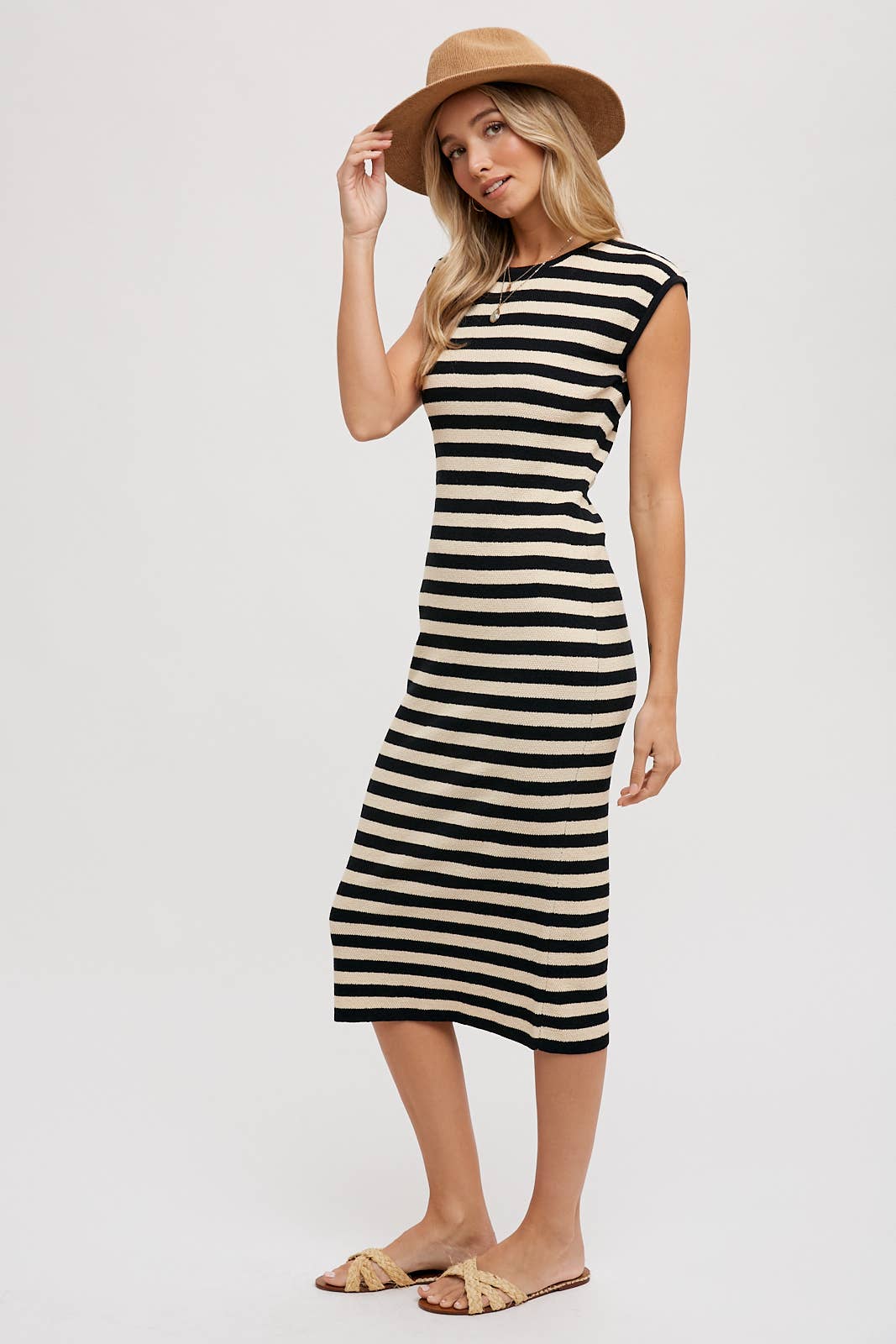 STRIPED CONTRAST TANK MIDI DRESS