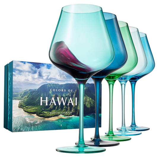 Beaches of Hawaii Wine Glassware | 5 Set, 20 OZ