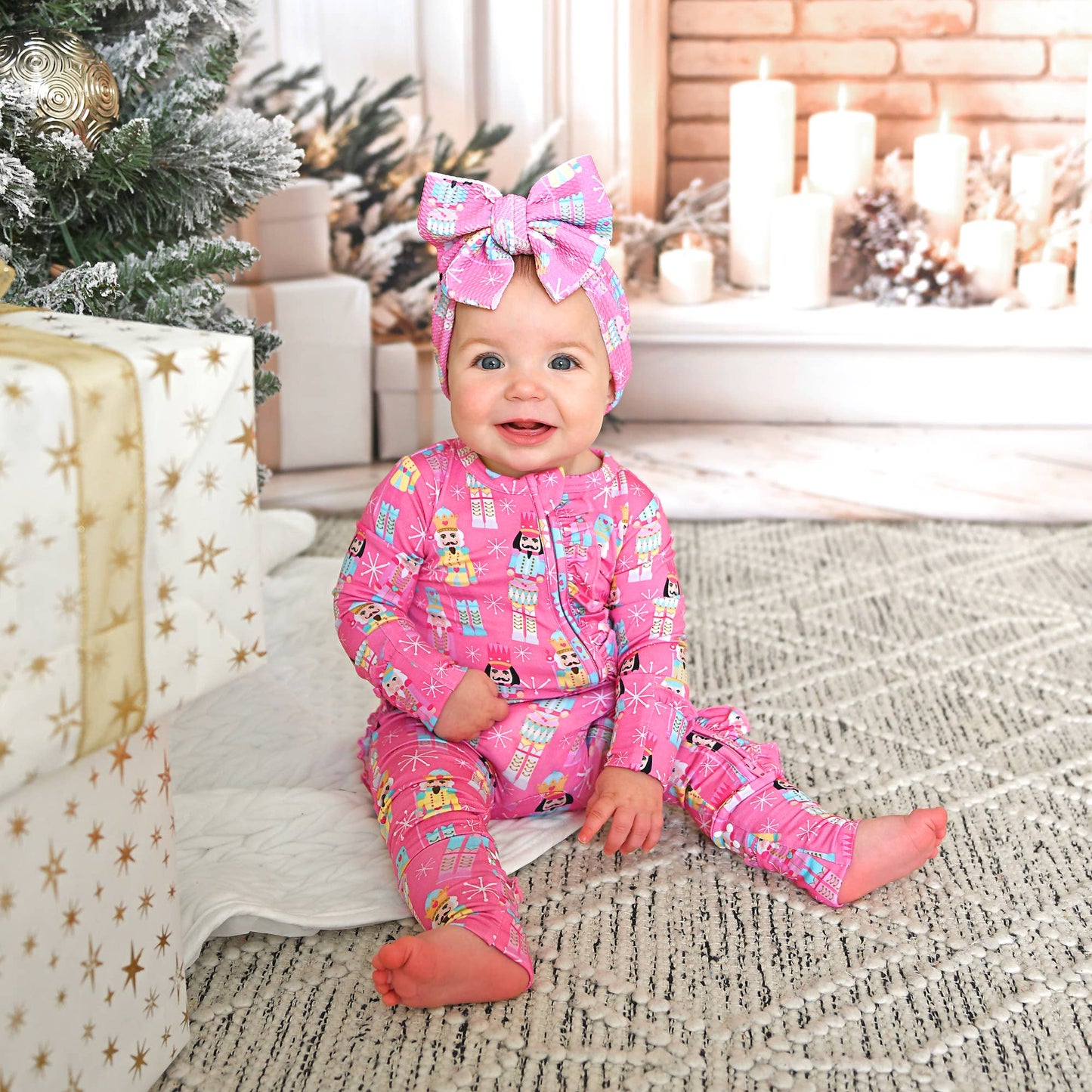 Nadia Nutcrackers RUFFLE ZIP Christmas Bamboo Baby One Piece