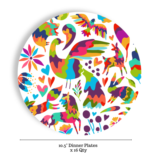 Joyful Otomi 16ct 10.5" Dinner Paper Plate Separates