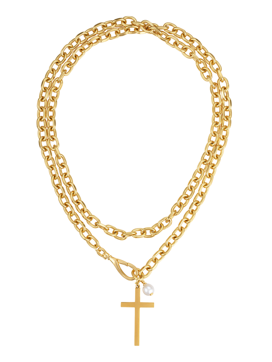MARIGOLD CROSS WRAP NECKLACE