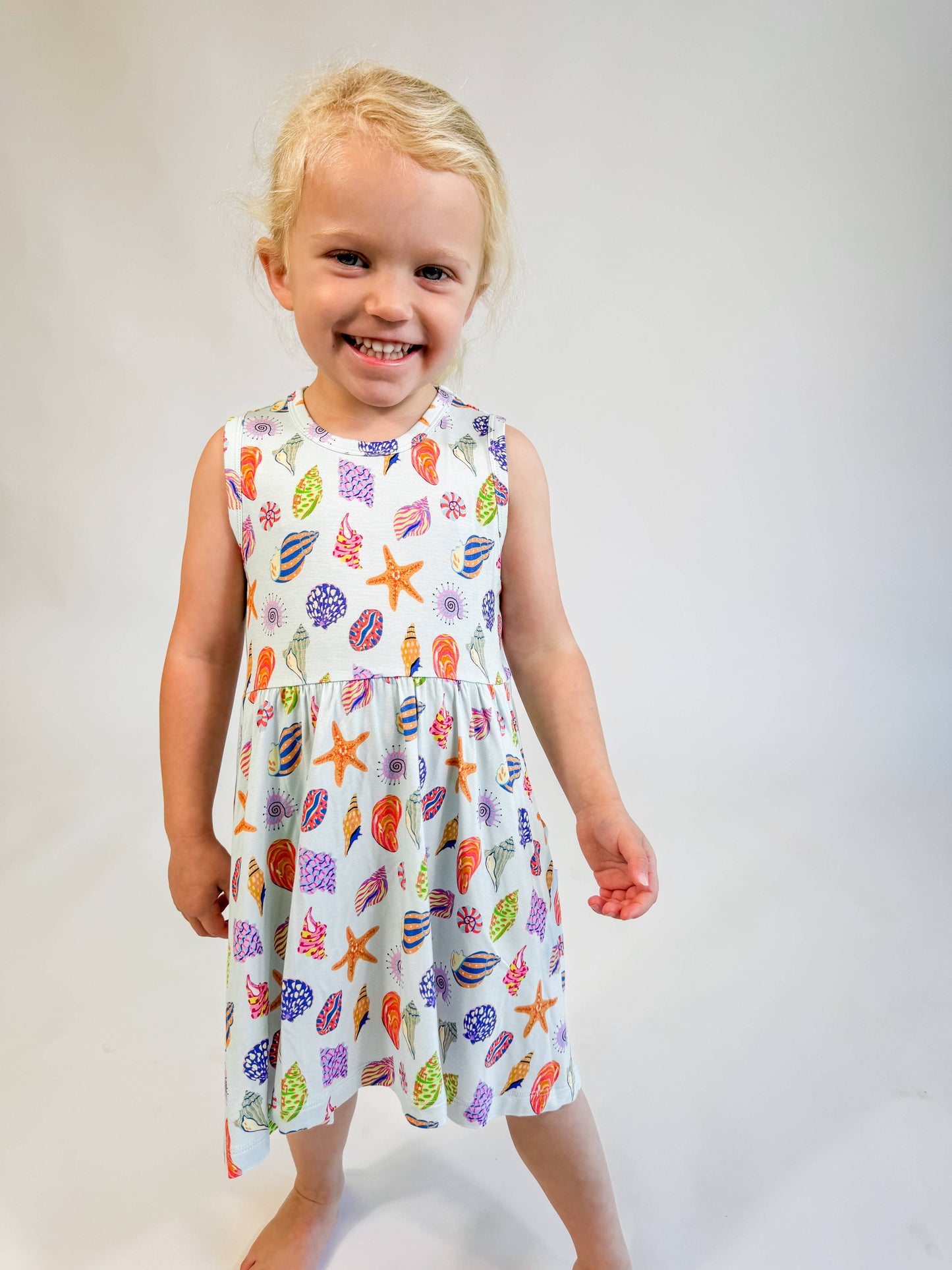 Beach Seashells  - Sleeveless Pocket Dress
