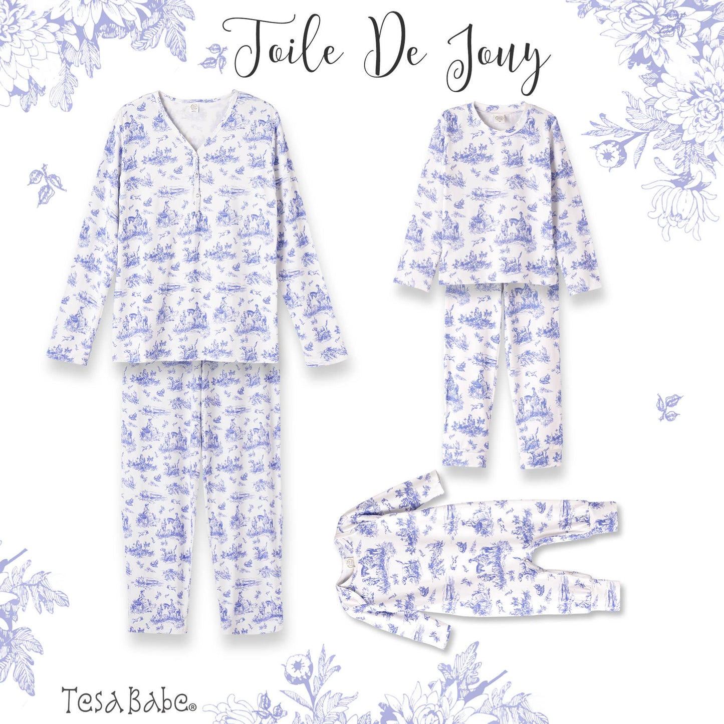 Baby Girl Toile de Jouy Bamboo Romper