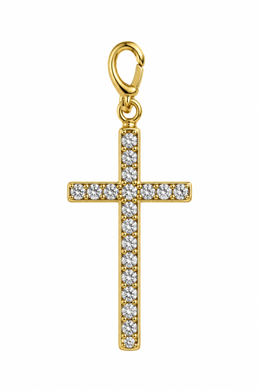 Sparkling Gold Cross Charm