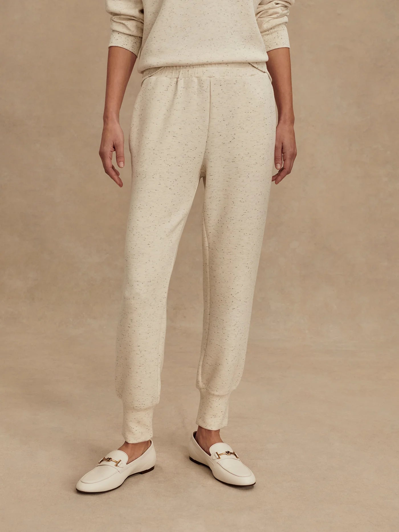 The Slim Cuff Pant 27.5 - Ivory Marl Fleck