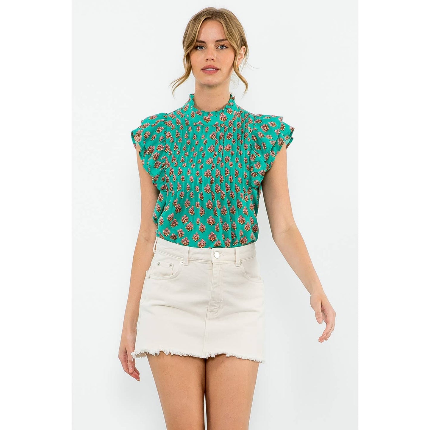 Flutter Sleeve Print Top