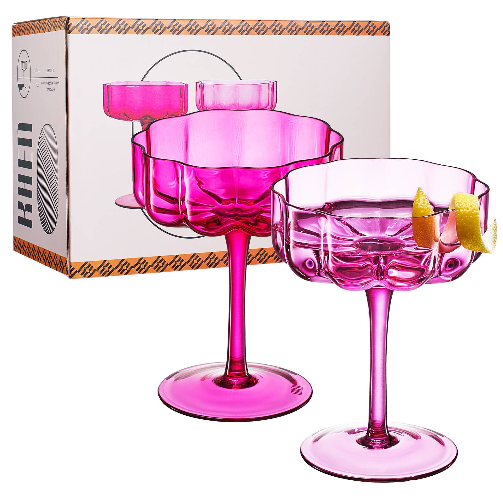 Flower Wave Champagne Coupe Cocktail Glassware - Thumbnail 2
