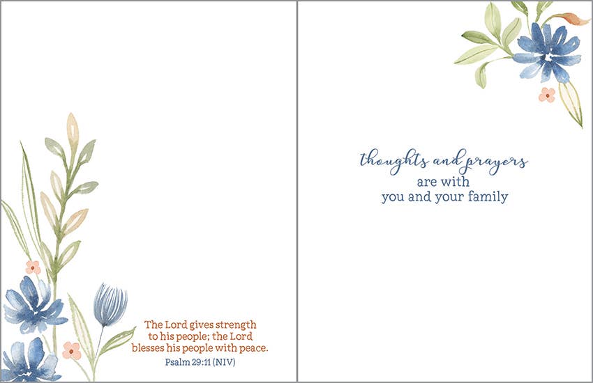 With Scripture Sympathy Card - Simple Blue Flowers