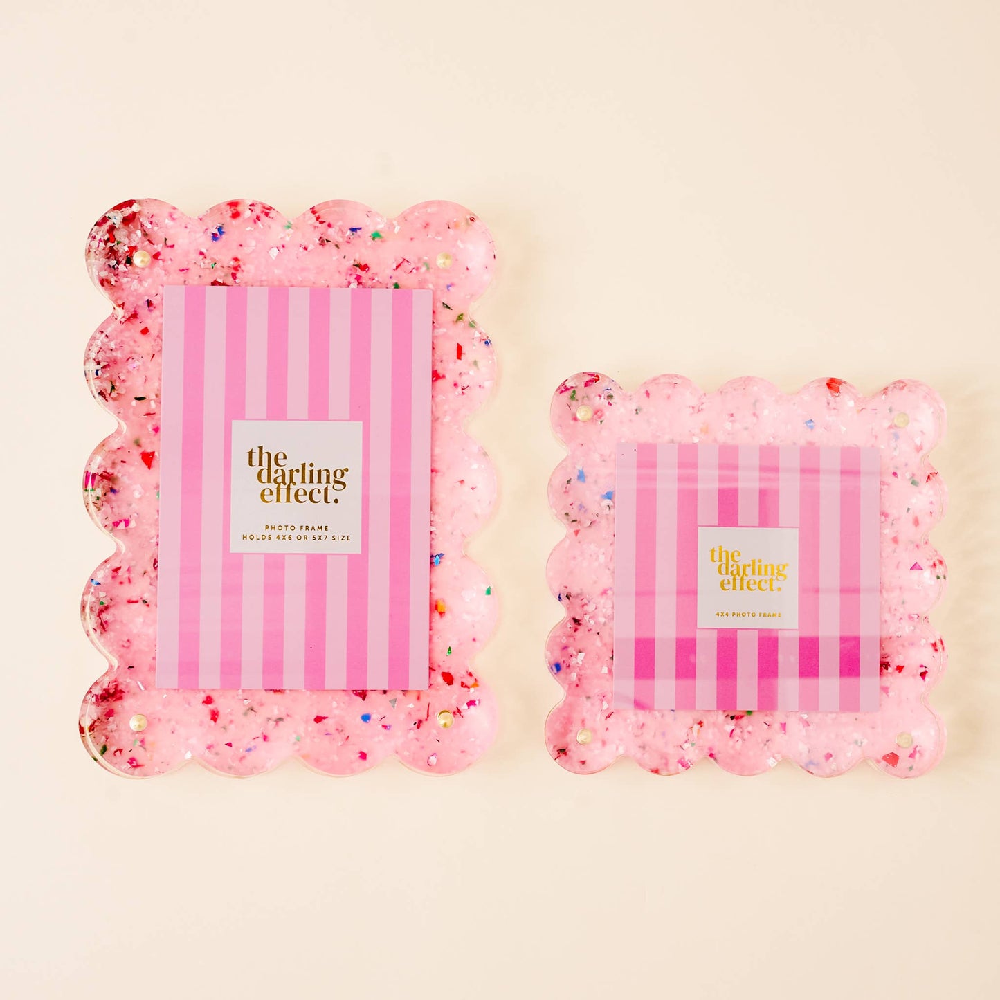 Rectangle Scalloped Acrylic Frame-Confetti Pink
