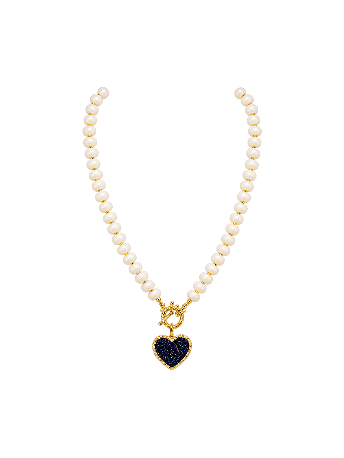 White Glass Beaded Necklace With Heart