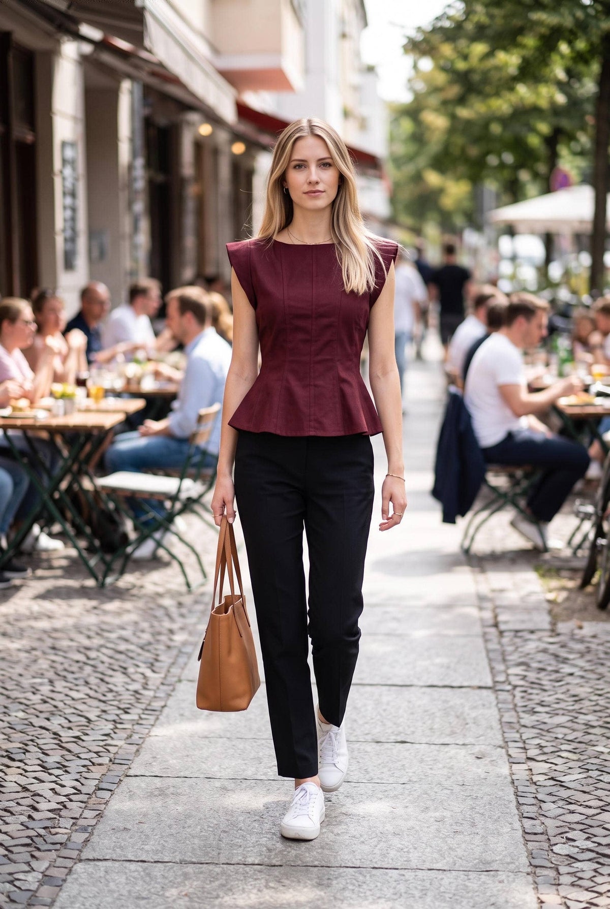 Stretch Cap Sleeve Peplum Top