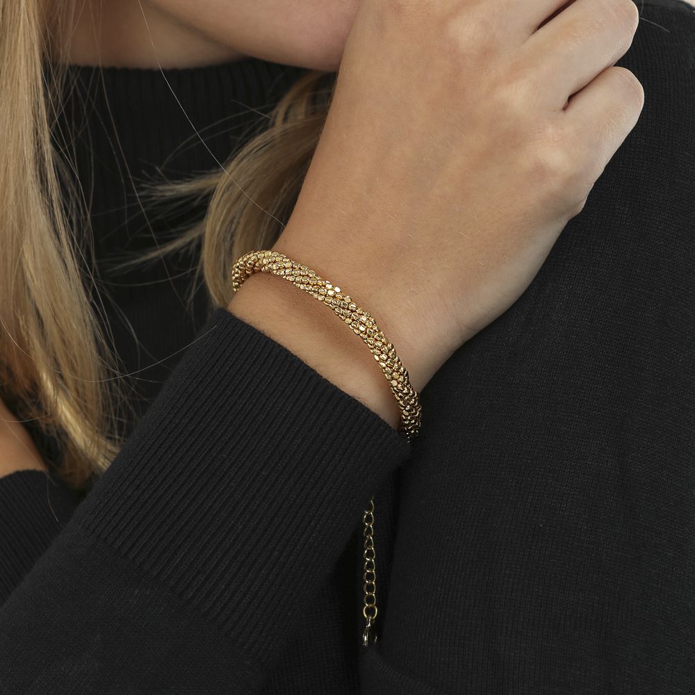 Braided Gold Nuggets Bracelet