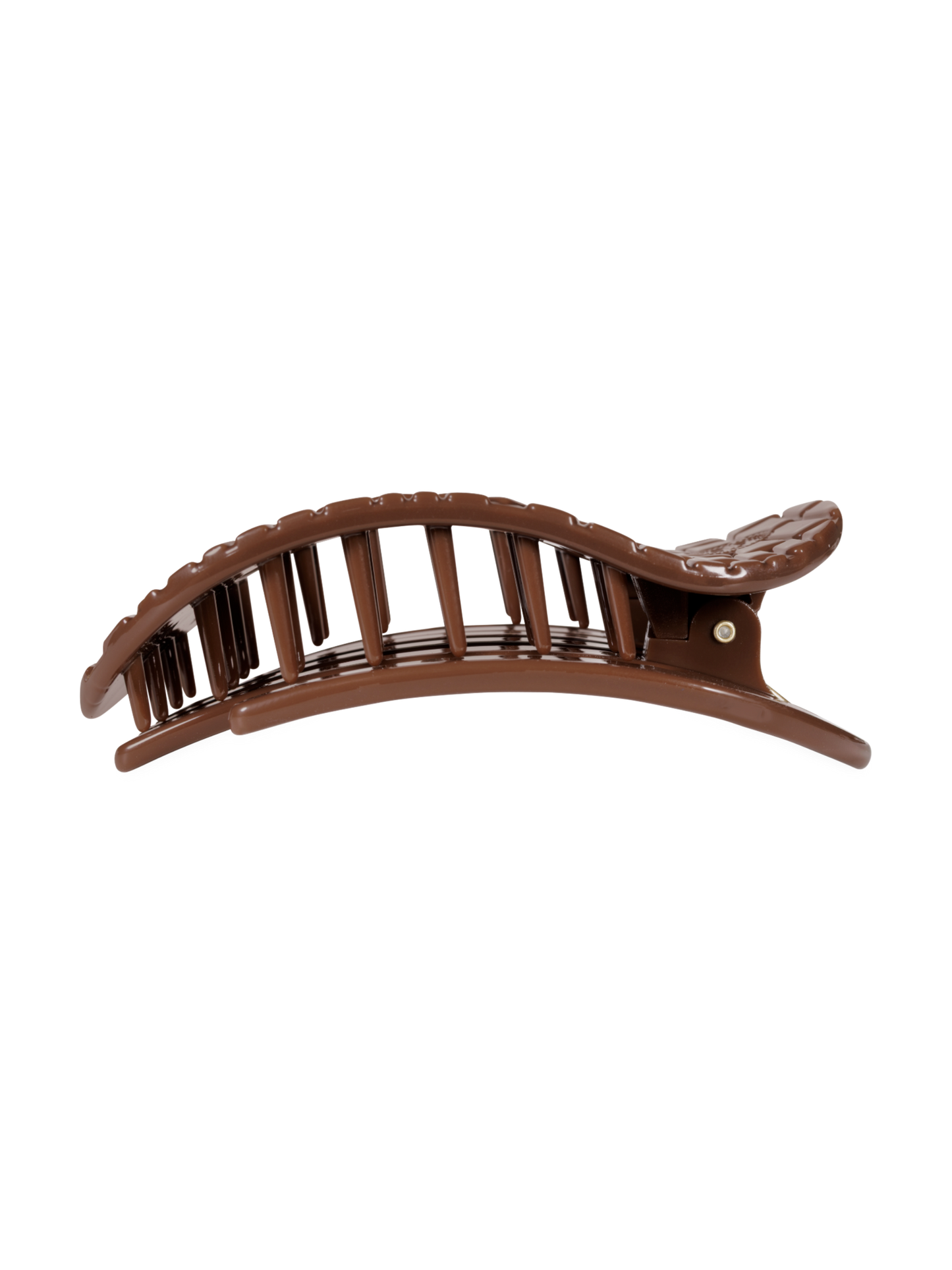 Brown Crocodile Medium Flat Round Hair Clip