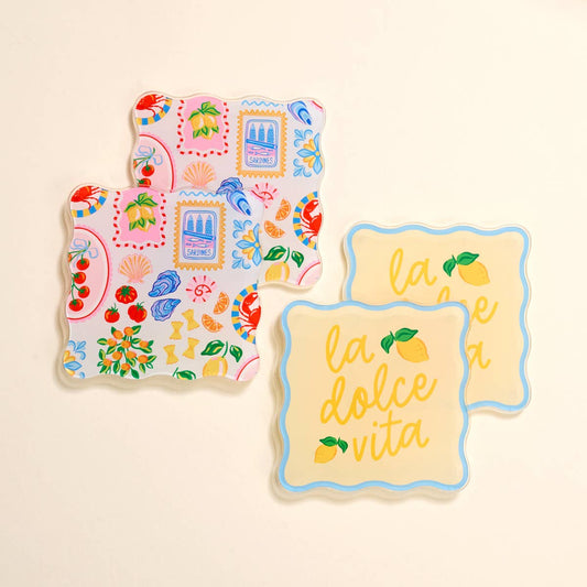Table Talk Acrylic Coaster Set–Ciao Bella